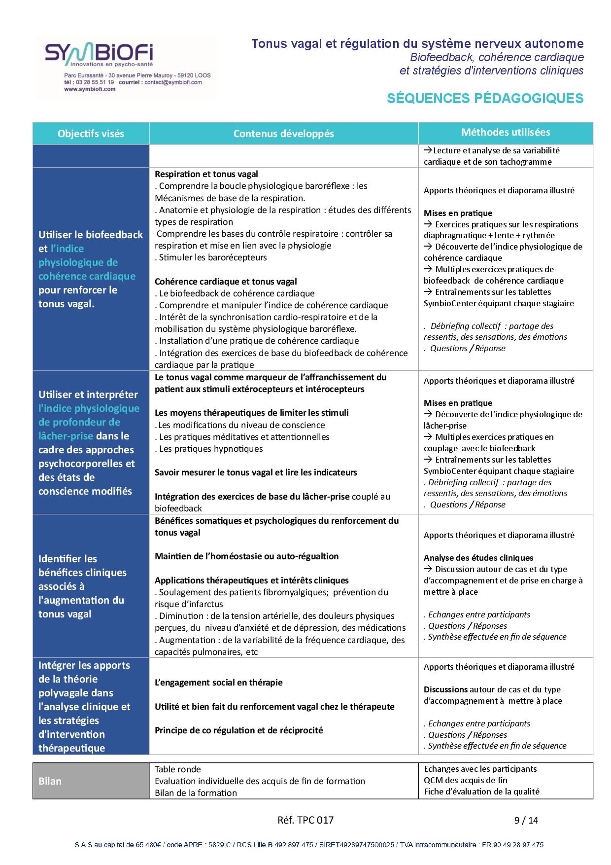 alt="Programme de la formation Tonus vagal et régulation du système nerveux autonome : biofeedback, cohérence cardiaque et stratégies d'intervention clinique - page 2"