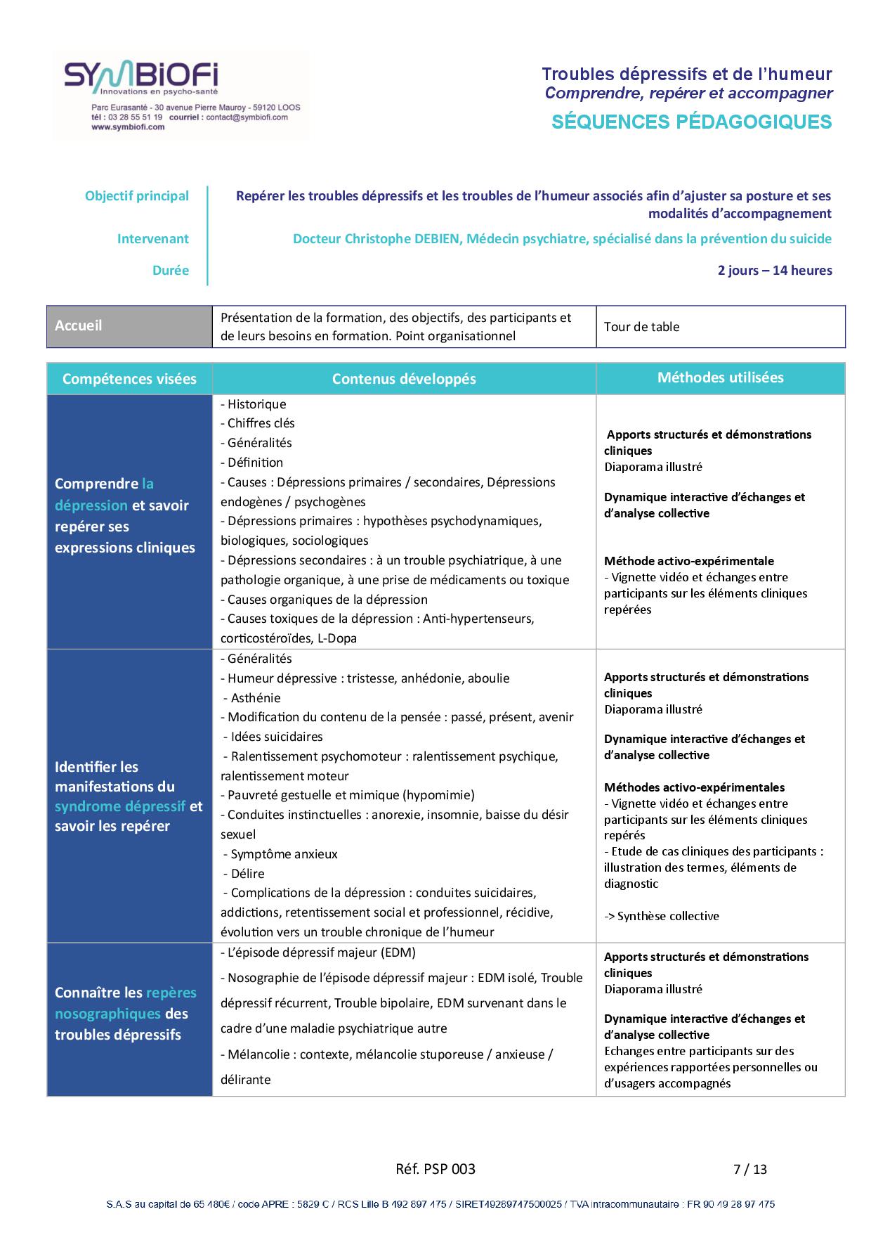 alt="Programme de la formation Dépendances et troubles addictifs : comprendre, repérer, accompagner - page 1"