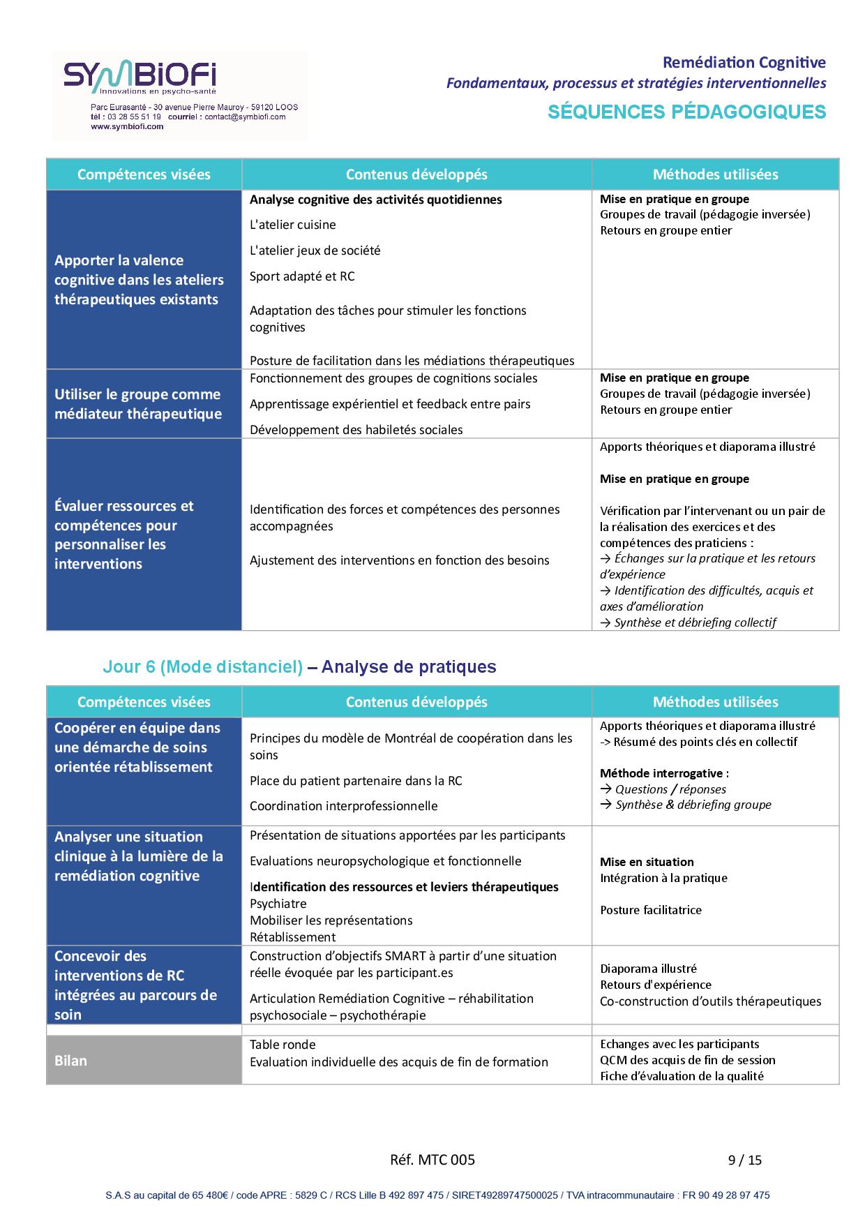 alt="Programme de la formation Remédiation cognitive - page 3"
