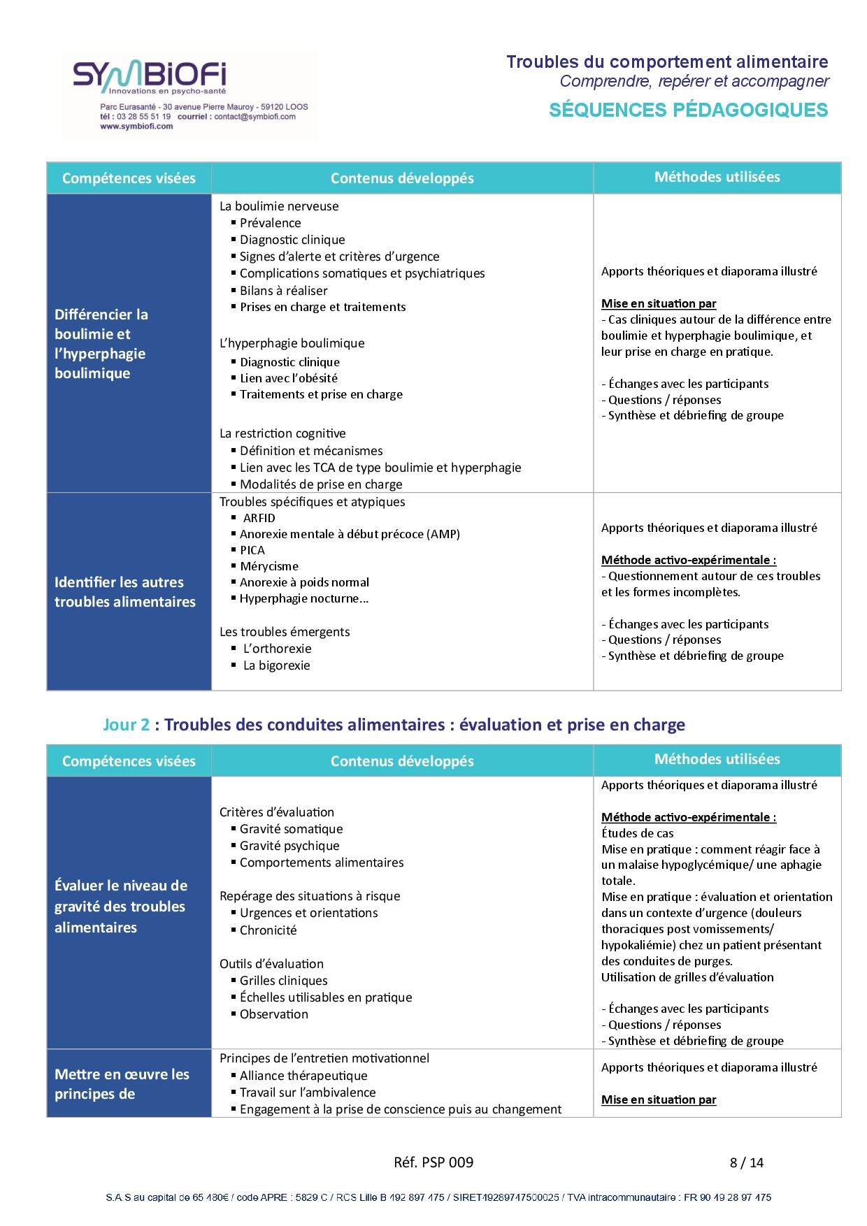 alt="Programme de la formation Troubles du comportement alimentaire : comprendre, repérer et accompagner - page 2"