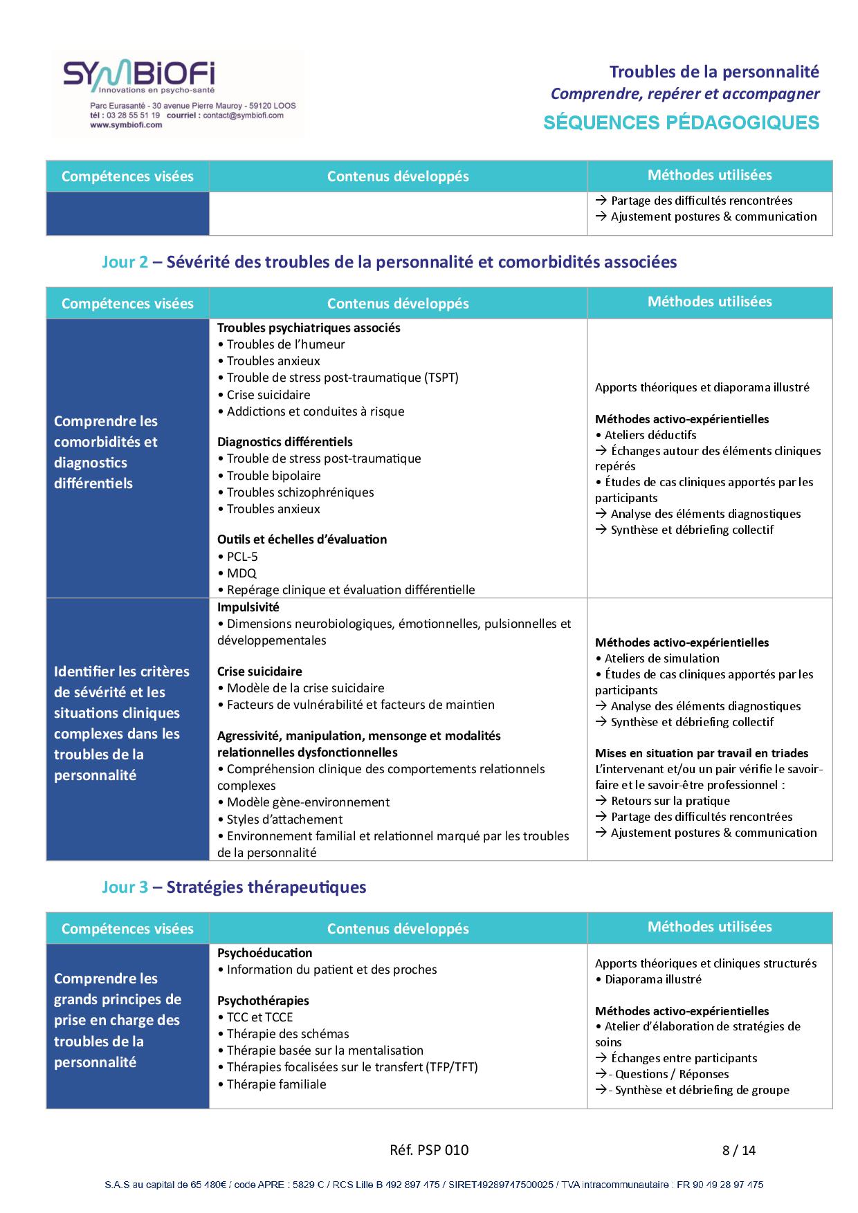 alt="Programme de la formation Troubles de la personnalité : comprendre, repérer, accompagner - page 2"