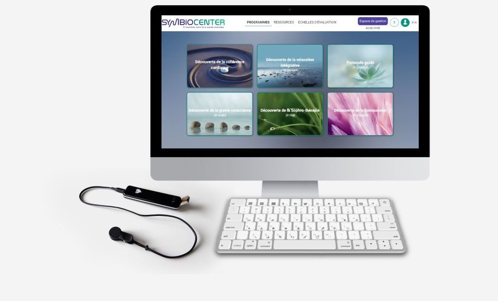 Symbiocenter, offre digital d'e-thérapie qui facilitera votre accompagnement non médicamenteux du stress, des troubles anxieux-dépressifs et comorbidités associées